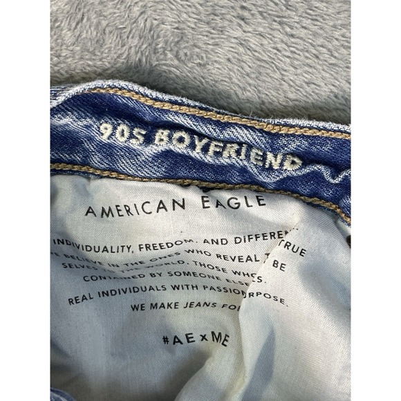 American Eagle Womens Jeans 8 Blue Ripped Denim Highest Rise 90s Boyfriend - Picture 7 of 9